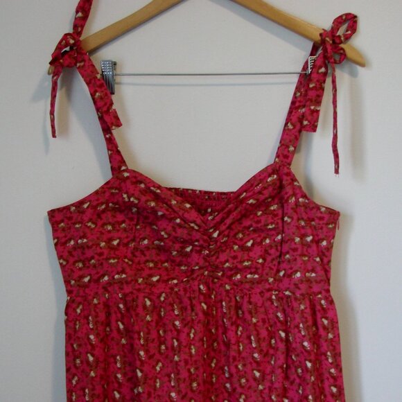 Floral Boho Babydoll Maxi Dress Pink Sweetheart Neckline Sleeveless Medium - Picture 2 of 15